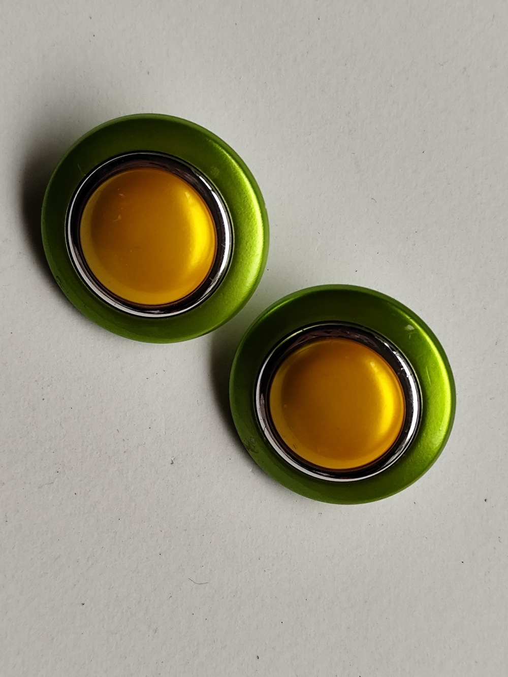 Green and gold clip on earrings